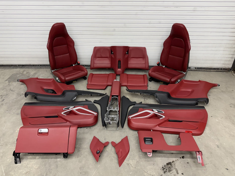 2014 PORSCHE 911 TURBO S 991 FRONT REAR SEATS DOOR PANEL INTERIOR RED OEM