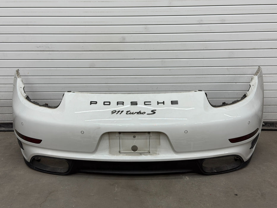2014 PORSCHE 911 991 TURBO S REAR BUMPER W/ DIFFUSER MINT WHITE COMPLETE OEM