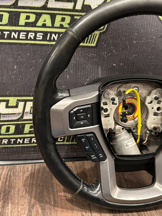 2023-2026 FORD F250 F350 F450 LEATHER STEERING WHEEL W ADAPTIVE CRUISE OEM *WEAR