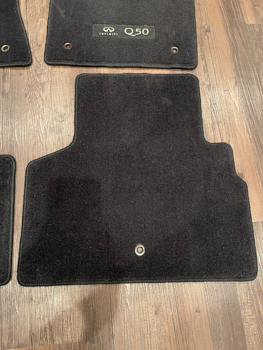 2017 INFINITI Q50 RED SPORT INTERIOR FRONT & REAR FLOOR CARPET MATS OEM *HOLE*