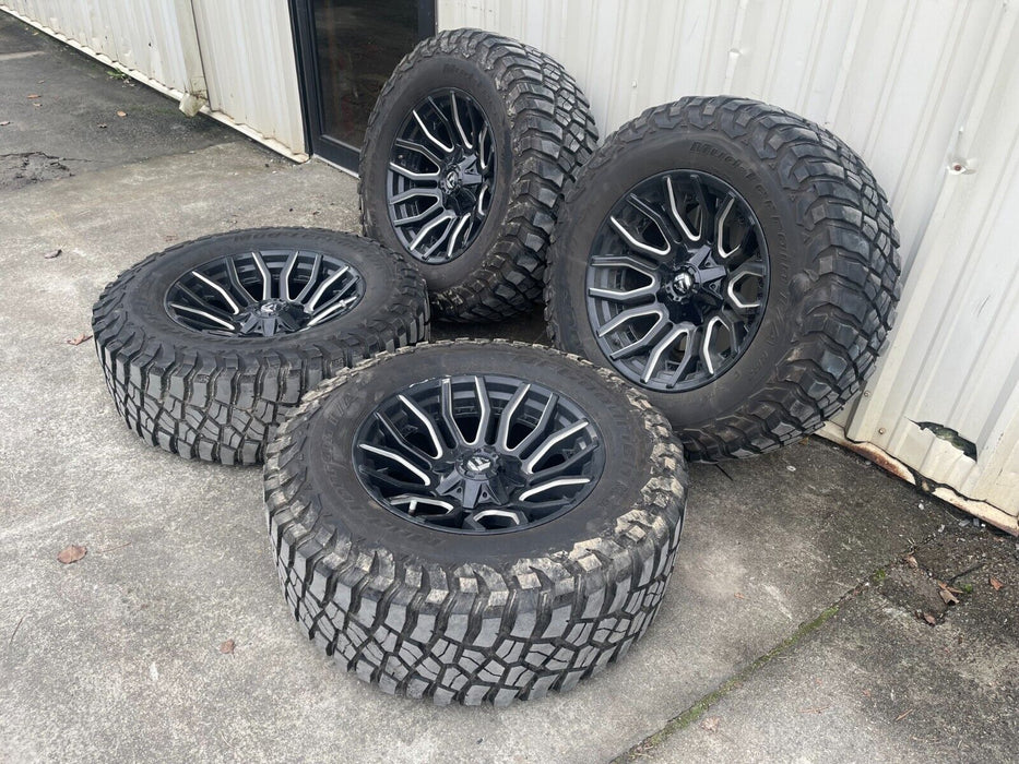 8X180 CHEVY GMC 2500 FUEL RIMS 20X10 37X12.50R20LT BFGoodrich Mud-Terrain Tires