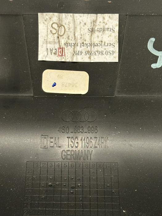 2021 AUDI R8 PLUS FRONT CARGO TRUNK/FRUNK RIGHT TRIM PANEL OEM 4S0 863 996