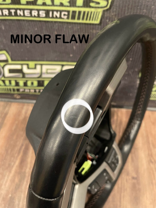 2020-2022 FORD F250 F350 BLACK LEATHER STEERING WHEEL OEM *READ/MINOR FLAWS*