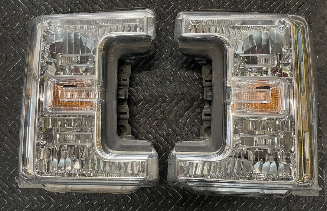 2017 2018 FORD F250 F350 F450 HALOGEN HEADLIGHT PAIR LEFT RIGHT OEM W/ LED BULBS