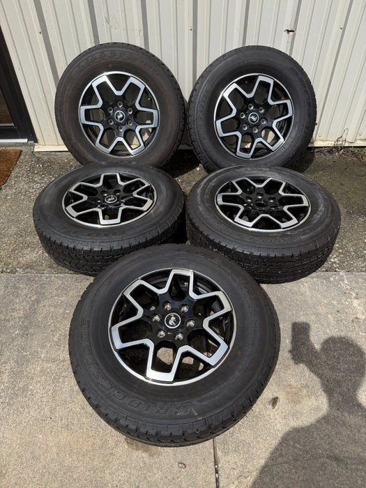 FORD BRONCO TAKE OFF WHEELS RIMS TIRES W/ SPARE BRIDGESTONE DUELER A/T 225/70R18