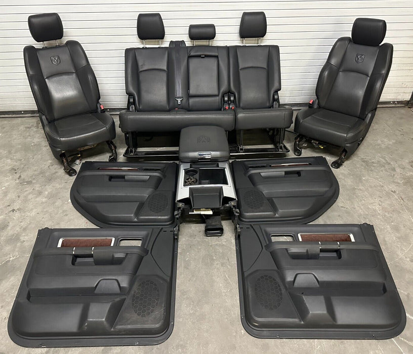 2012 RAM 3500 LARAMIE MEGA CAB BLACK LEATHER FRONT REAR SEATS CONSOLE DOOR PANEL