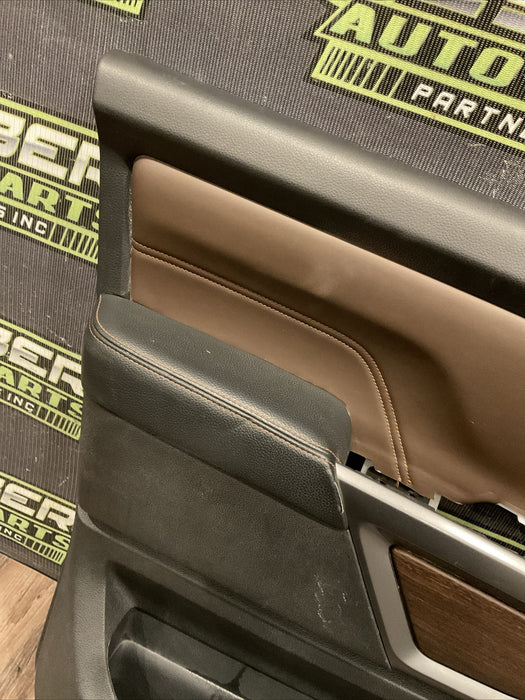 2016 NISSAN TITAN XD PLATINUM RESERVE FRONT LEFT DOOR PANEL WOOD LEATHER OEM