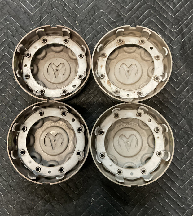 DODGE RAM 2500 3500 WHEEL RAMS HEAD CENTER CAPS SET (4) OEM 52121450AA