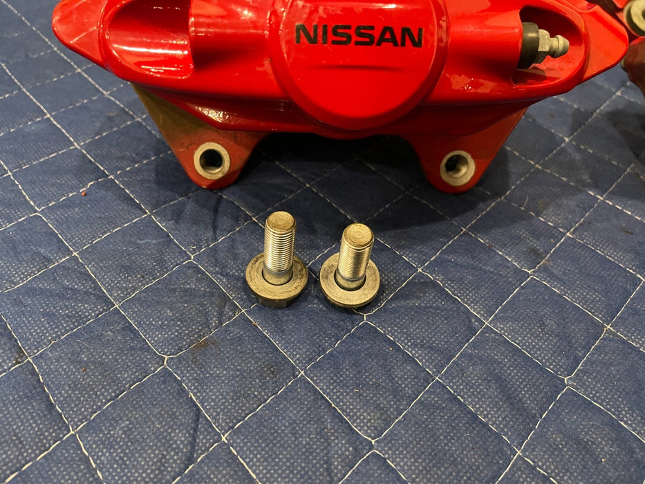 2017 NISSAN 370Z NISMO FRONT REAR LEFT RIGHT RED AKEBONO BRAKE CALIPERS OEM READ