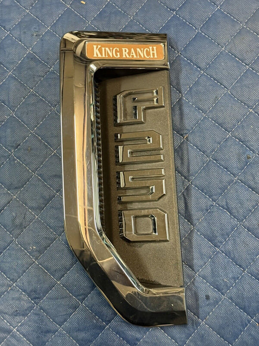 2017-2019 FORD F250 KING RANCH CHROME DRIVER LEFT FENDER EMBLEM BADGE OEM