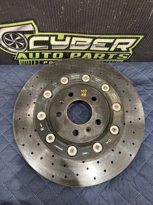 2014 AUDI R8 REAR RIGHT PASSENGER CARBON CERAMIC BRAKE ROTOR OEM 420 615 602 F