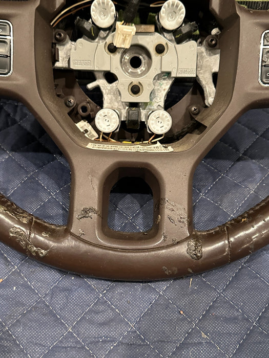 2015 DODGE RAM 2500 BROWN LEATHER STEERING WHEEL OEM *WEAR 3-7*