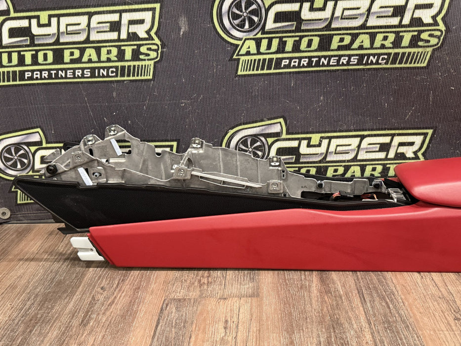 2014 PORSCHE 911 TURBO S 991 RED CENTER CONSOLE W/ LID OEM *COSMETIC FLAW #14*