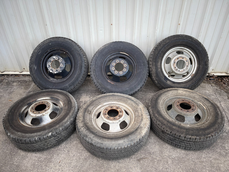 DODGE RAM 3500 8X6.5 8X165.1 DUALLY DRW WHEELS RIMS TIRES (6) SET OEM STEEL