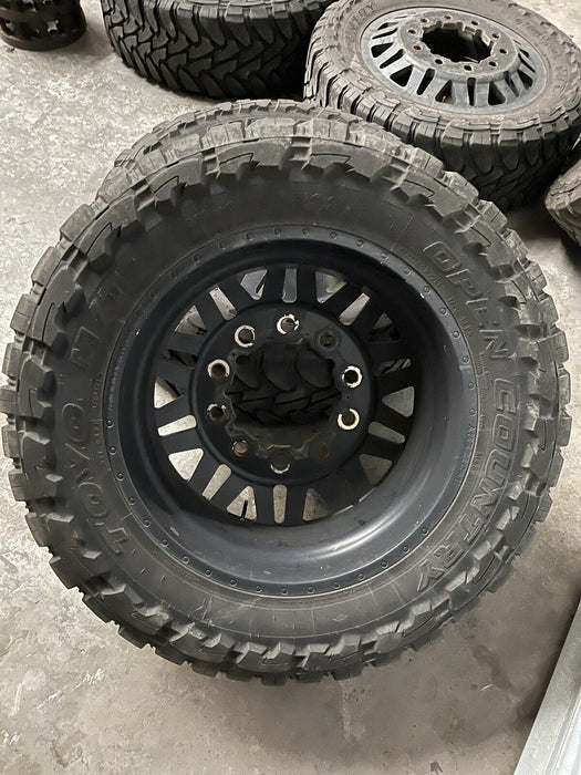 FORD F350 AMERICAN FORCE DUALLY WHEELS WITH ADAPTERS 22 INCH RIMS 37 INCH TIRES