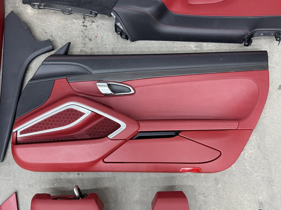 2014 PORSCHE 911 TURBO S 991 REAR SEATS DOOR PANEL INTERIOR RED OEM