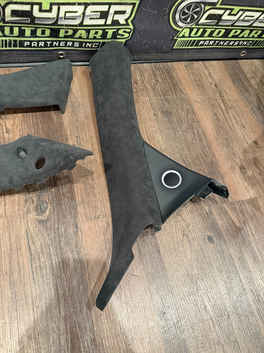 2014 AUDI R8 PLUS ALCANTARA INTERIOR A PILLAR TRIMS SUN VISORS OEM GENUINE