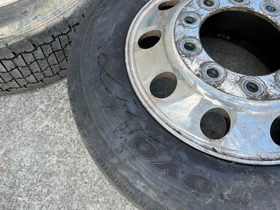 (2) FORD F450 F550 RAM 4500 5500 10 LUG 22.5" ALCOA SEMI WHEELS RIMS 255/70R22.5