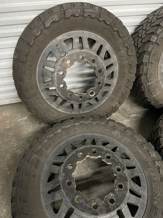 FORD F350 AMERICAN FORCE DUALLY WHEELS WITH ADAPTERS 22 INCH RIMS 37 INCH TIRES