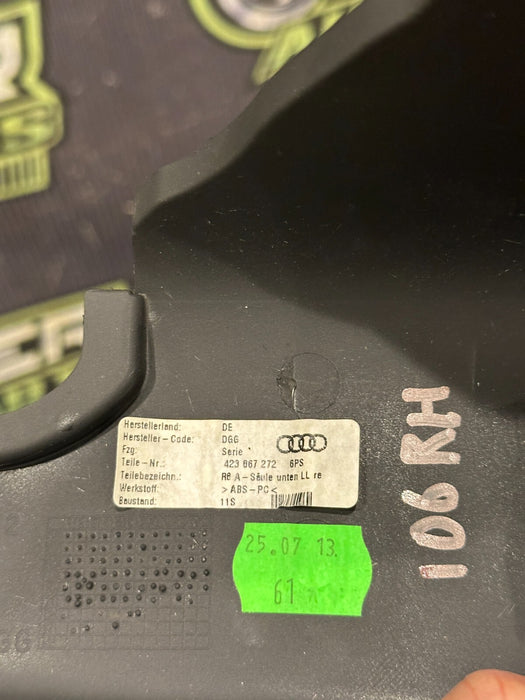 2014 AUDI R8 LEFT RIGHT COWL KICK PANEL TRIMS 423 867 271 423 867 272