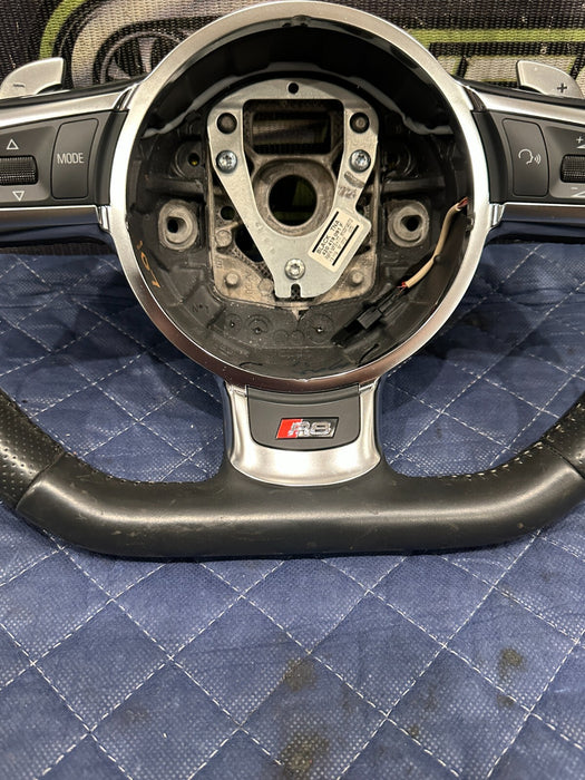 2014 AUDI R8 V10 BLACK LEATHER STEERING WHEEL W PADDLE SHIFTER OEM
