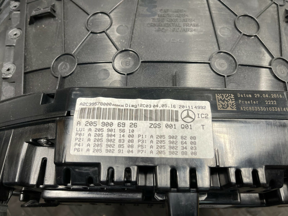 2016 MERCEDES-BENZ C63 AMG-S W205 SEDAN GAUGE CLUSTER SPEEDOMETER OEM 2059006926