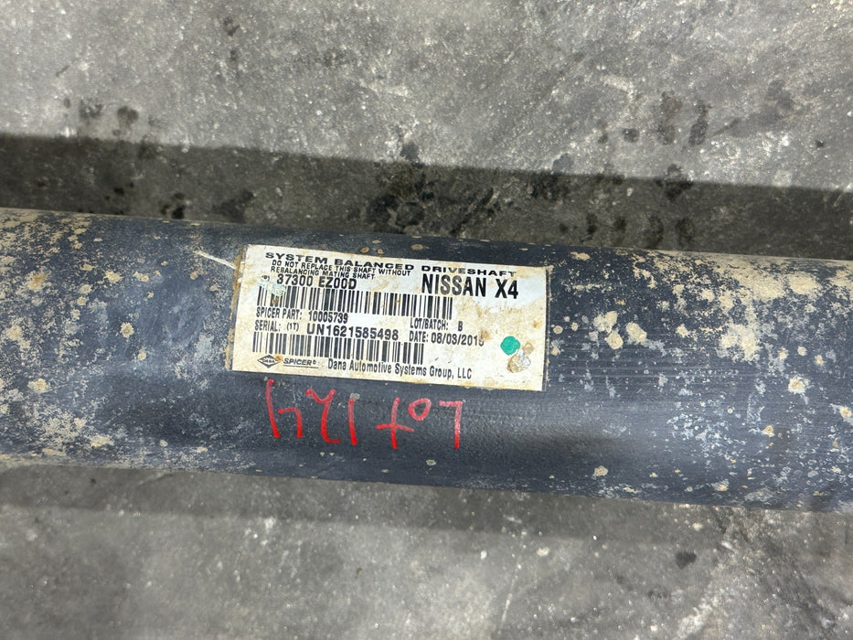 2017 NISSAN TITAN XD PRO 4X REAR DRIVE SHAFT OEM 37300 EZ00D