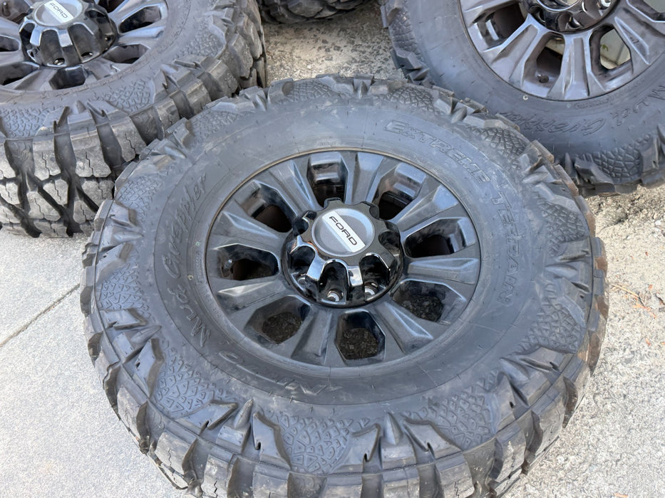 2005-2026 FORD F250 F350 TREMOR 18" WHEELS NEW 37X13.50 MUD GRAPPLERS SET 8X170