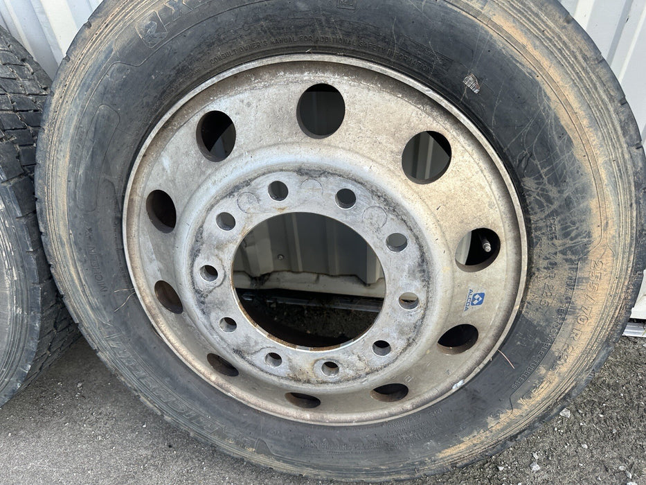 (2) FORD F450 F550 RAM 4500 5500 10 LUG 22.5" ALCOA SEMI WHEELS RIMS 255/70R22.5