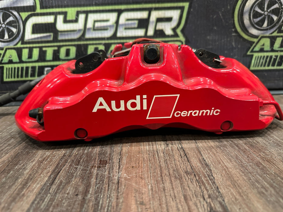 2021 AUDI R8 FRONT LEFT DRIVER RED CARBON CERAMIC BRAKE CALIPER OEM