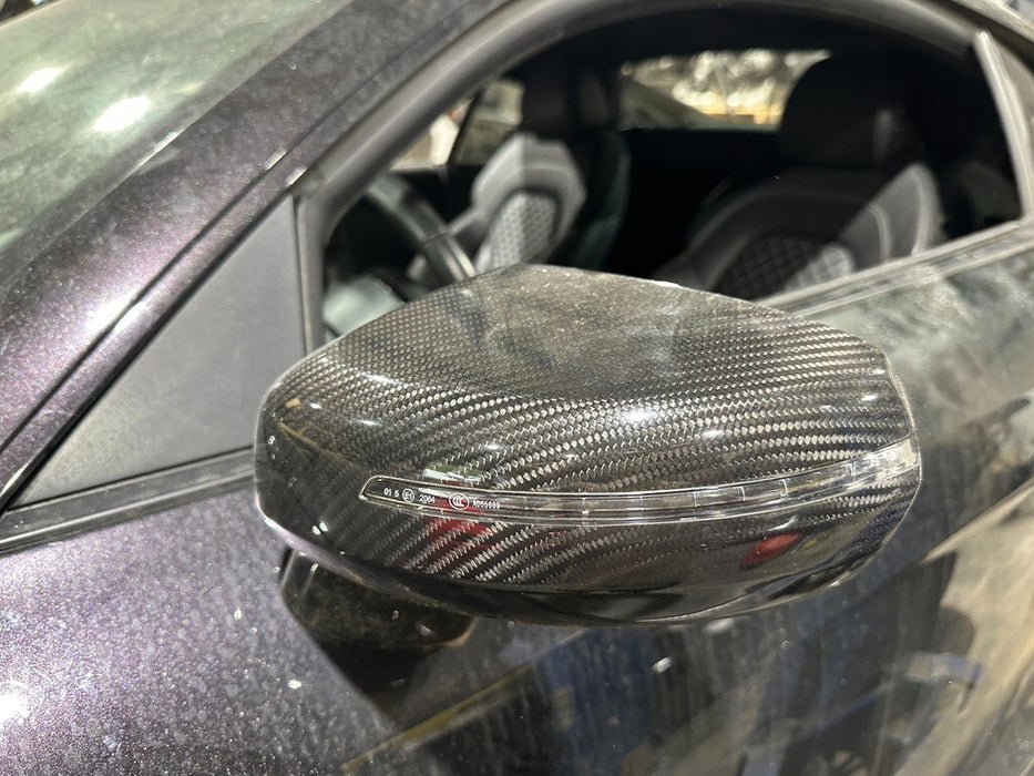 2014 AUDI R8 PLUS DRIVER PASSENGER CARBON FIBER MIRROR ASSEMBLIES GENUINE OEM