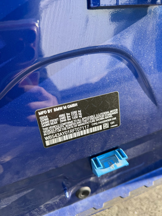 2024 BMW M3 G80 BLUE SHELL FRAME CHASSIS 4 DOOR CARBON ROOF OEM *DAMAGE*