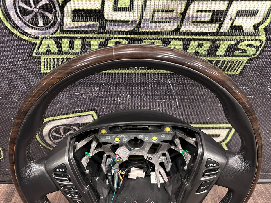 2017 NISSAN TITAN XD RESERVE PLATINUM STEERING WHEEL W WOOD GRAIN TRIM OEM
