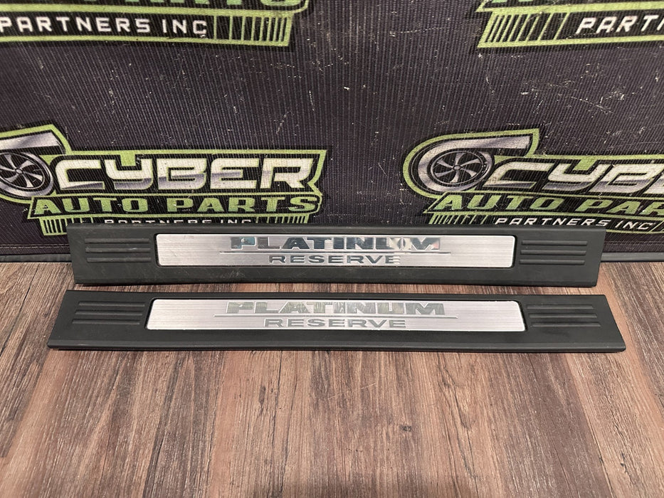 2017 NISSAN TITAN XD RESERVE FRONT REAR DOOR SILL KICK PLATE SET OEM *WEAR/READ*