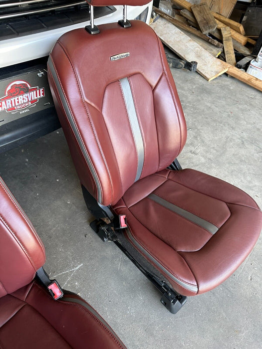 FORD F150 F250 F350 F450 PLATINUM RED DARK MARSALA LEATHER FRONT SEATS OEM