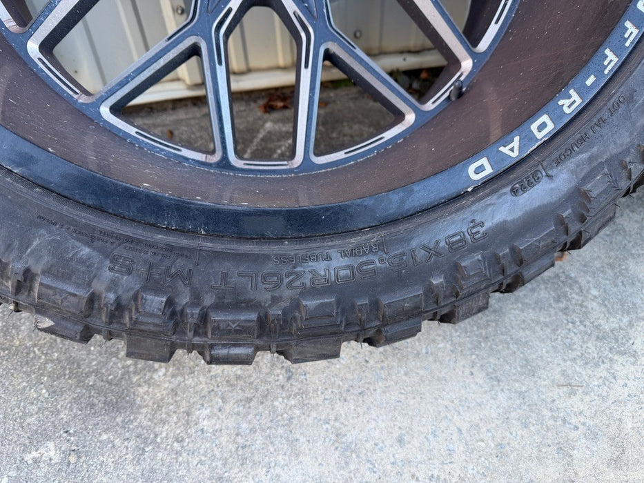 FORD F250 F350 8X170 HARDCORE HC104 BLACK MILLED 26X14 FURY 38X15.50R26 TIRES