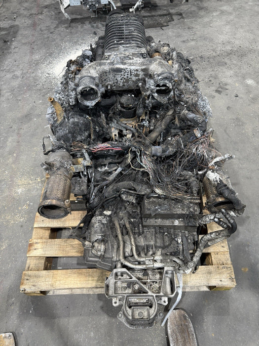 2014 AUDI R8 5.2L V10 ENGINE TRANSMISSION ESS SUPERCHARGER *BURNT* -BUILT BLOCK-