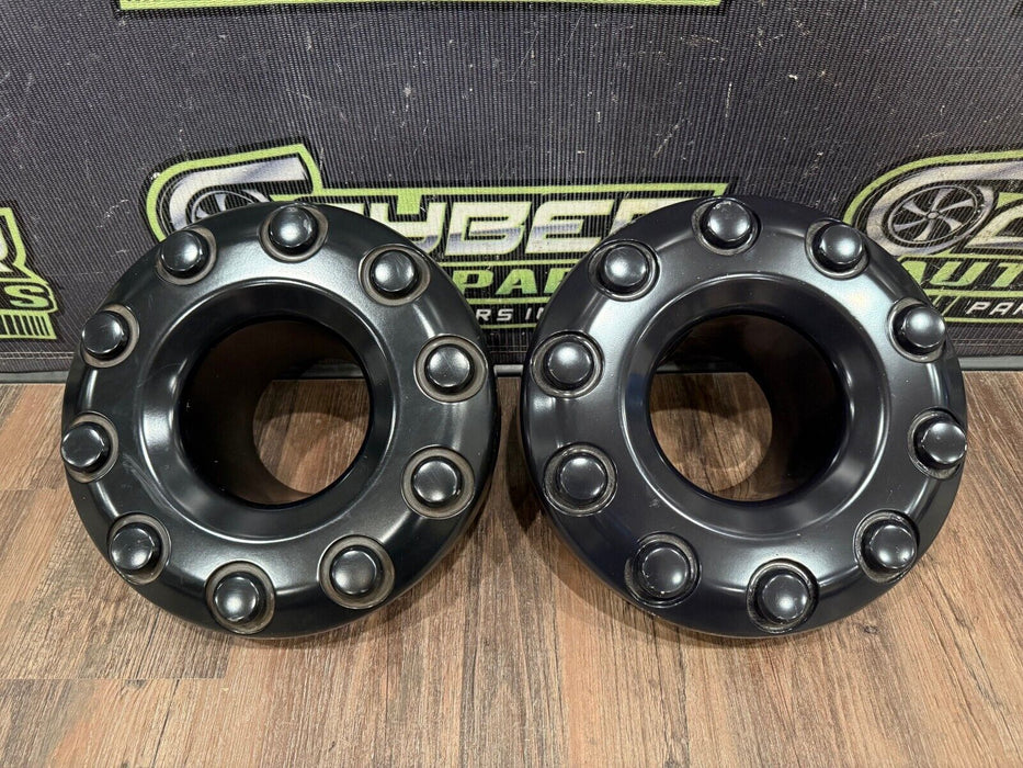 2017-2019 FORD F250 F350 F450 BLACK WHEEL HUB CAPS OEM *READ/CHIPS*