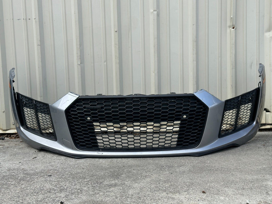 2017 2018 AUDI R8 FRONT BUMPER COVER ASSEMBLY W/ GRILLES OEM SILVER