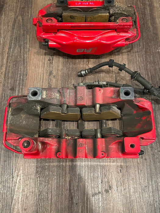 2017 AUDI R8 RED BRAKE CALIPER SET OEM *PAINT CHIPS 9,10*