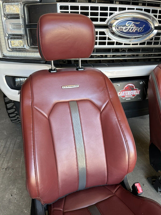 FORD F150 F250 F350 F450 PLATINUM RED DARK MARSALA LEATHER FRONT SEATS OEM