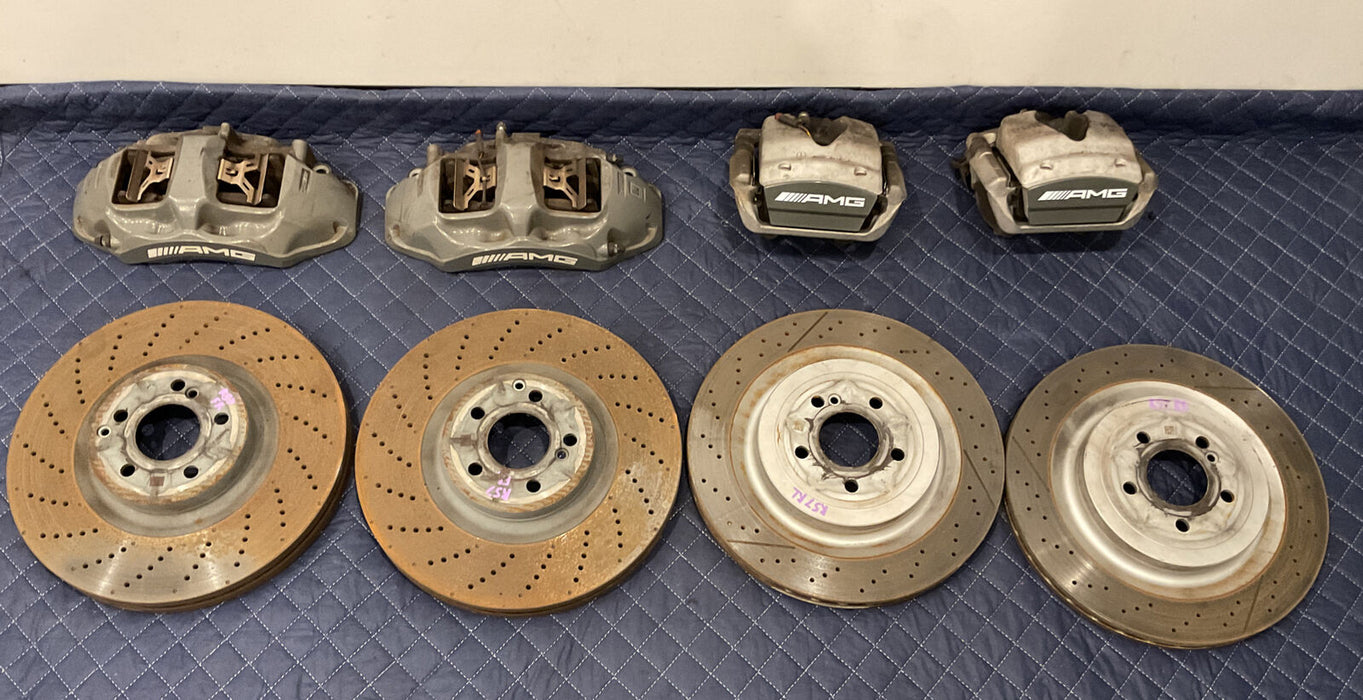 2015-2017 MERCEDES-BENZ C63 AMG FRONT REAR BRAKE CALIPERS DRILLED ROTORS OEM