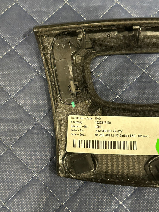 2012 AUDI R8 LEFT DRIVER DOOR CARBON FIBER TRIM PANEL OEM 423 868 091