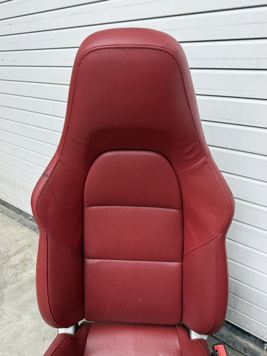 2014 PORSCHE 911 TURBO S 991 FRONT SEATS RED OEM GENUINE