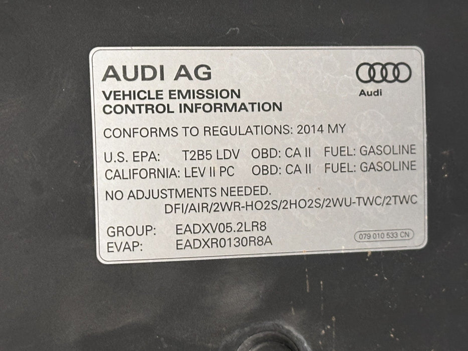 2012-2014 AUDI R8 V10 REAR LID LIFTGATE HATCH BLACK OEM