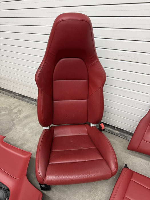 2014 PORSCHE 911 TURBO S 991 FRONT REAR SEATS DOOR PANEL INTERIOR RED OEM