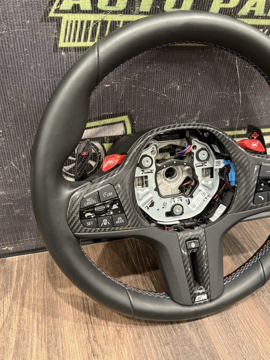 2024 BMW M3 M4 G80 G82 STEERING WHEEL W CARBON FIBER & PADDLE SHIFTERS OEM *#14*