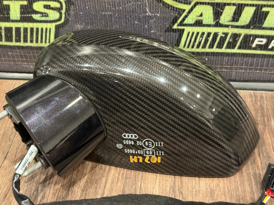 2014 AUDI R8 PLUS CARBON FIBER DOOR MIRRORS PAIR LEFT RIGHT OEM GENUINE