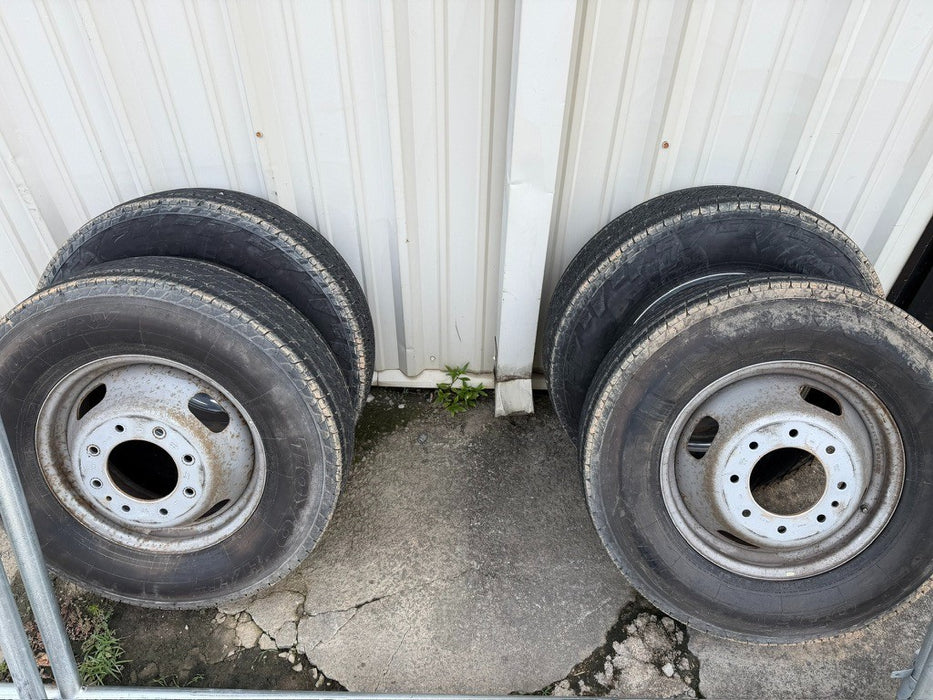 FORD F350 DUALLY WHEELS (4) REAR SET 2 STEEL - 2 ALUMINUM TOYO H/T LT245/75R17