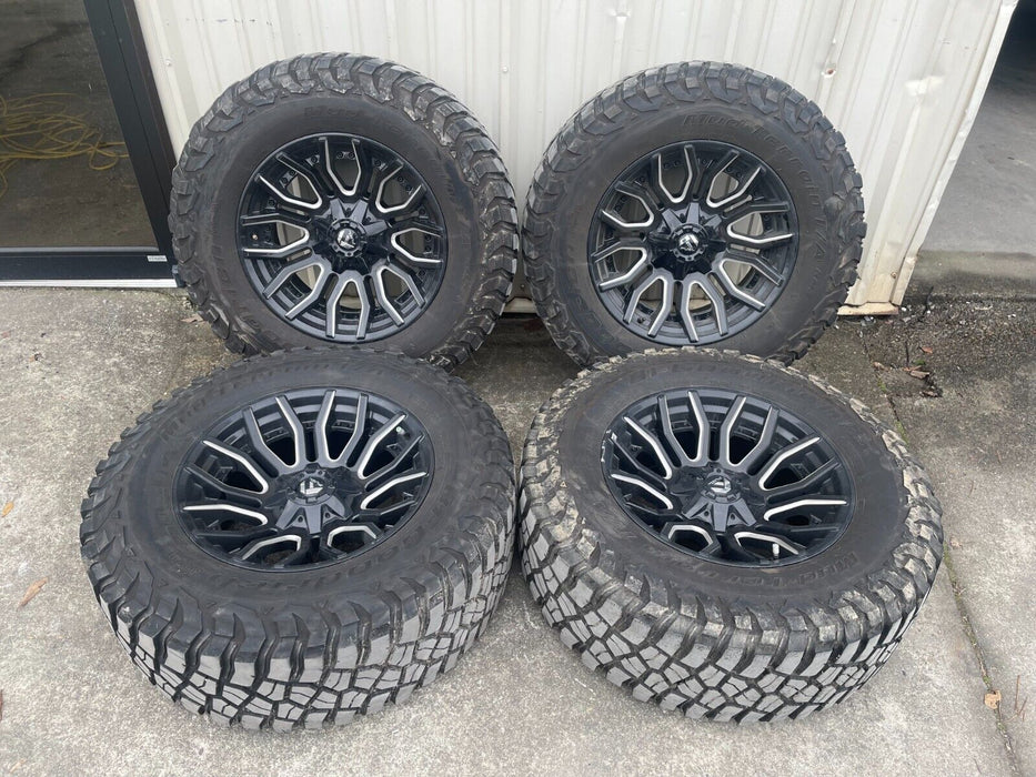 8X180 CHEVY GMC 2500 FUEL RIMS 20X10 37X12.50R20LT BFGoodrich Mud-Terrain Tires